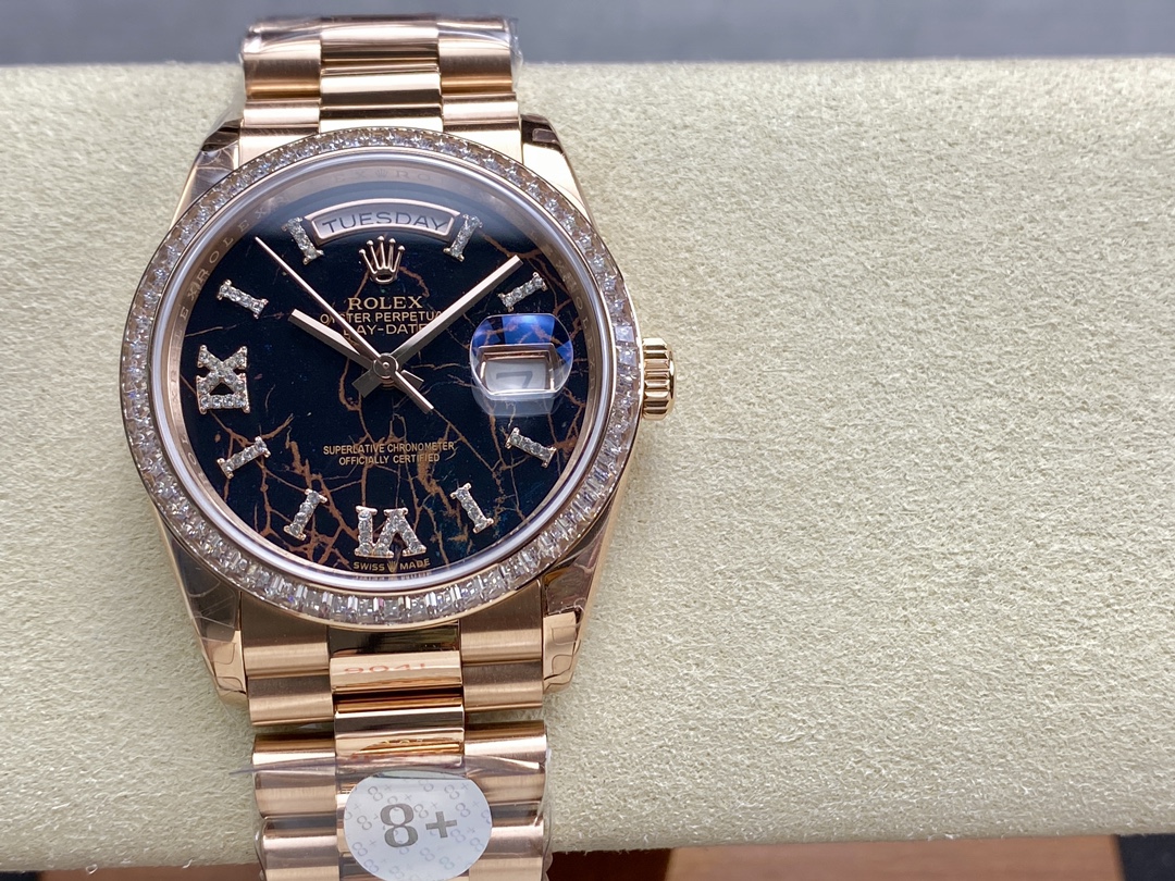Rolex Day-Date 128345RBR Eisenkiesel dial Everose Gold 36MM Unisex Replica Watch